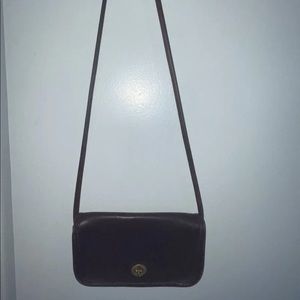 SOLD Vintage Authentic Purple Eggplant Leather Coach Dinky Bag 1980s small purse